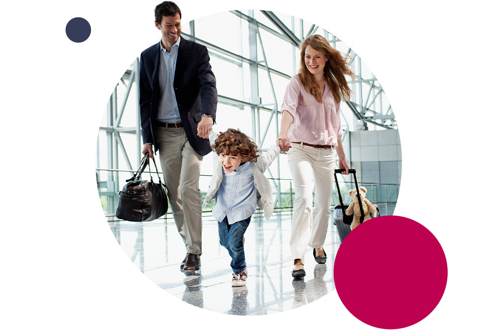 Parents with a child at the airport