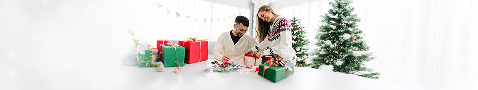 Man and woman with gifts